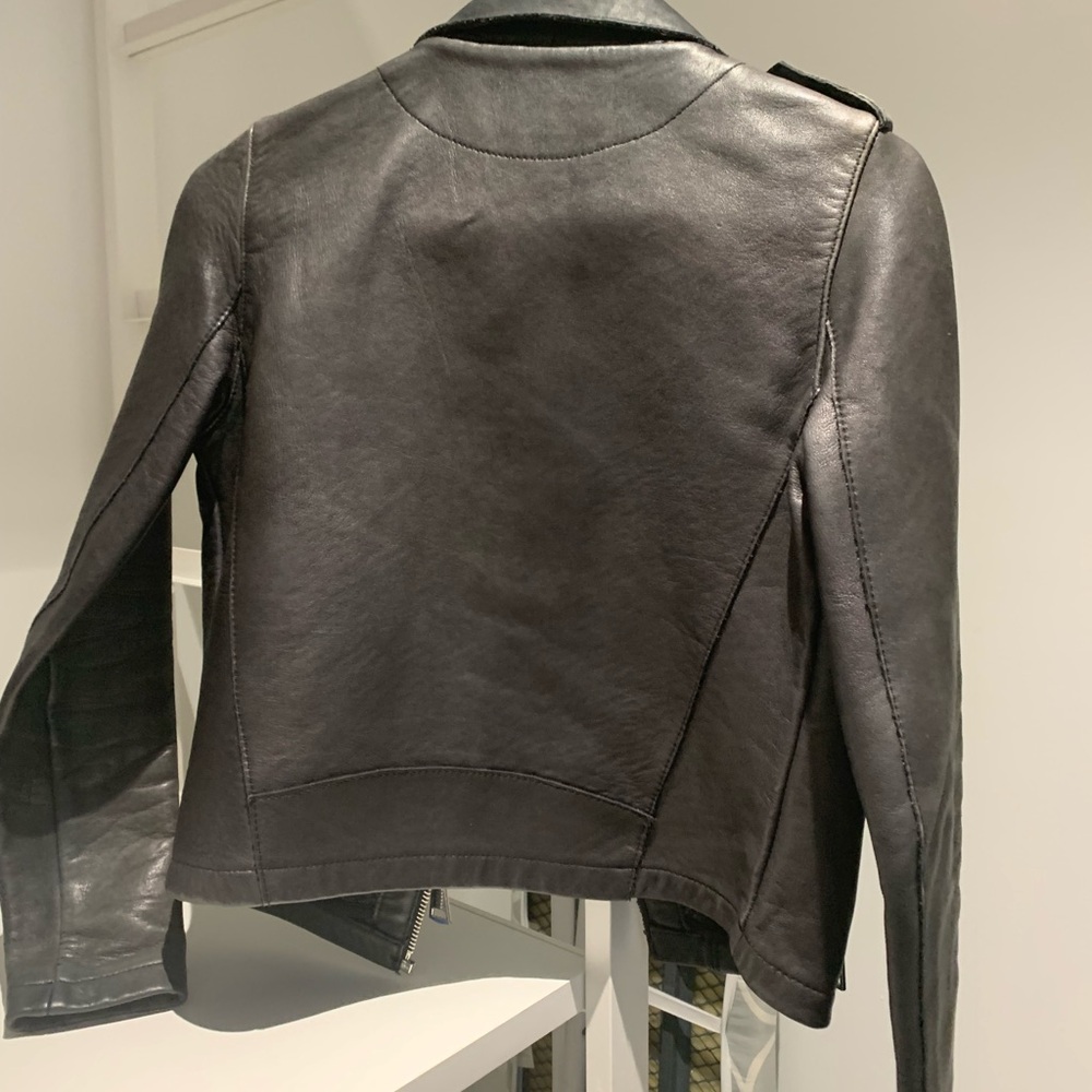 Maje Black Lamb Leather Biker Jacket Small Sz 36 - Picture 7 of 10